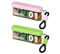 JchEnye Organizador de pastillas portátil de 2 piezas con pastillero de viaje de gran capacidad, ideal para guardar medicamentos, vitaminas, aceite de pescado y suplementos dietéticos (verde y rosa).