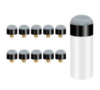 JchEnye Paquete de 10 puntas de taco de billar de repuesto con tornillos de 12mm Gris Pool Cue Kit de accesorios para tacos de billar Snooker Cues