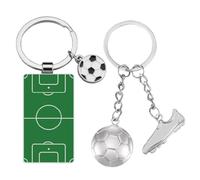 JchEnye Set de 2 Llaveros Deportivos 3D de Fútbol en Titanio - Con Diseños de Balón, Jugador y Zapatos de Fútbol - Perfecto Souvenir y Regalo para Fútbolistas y Amantes del Fútbol