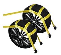 JCHL Paquete de 2 Correas Amarillas de Remolque con Ganchos Planos para neumáticos de 15 a 19 Pulgadas, universales, compatibles con automóviles de pasajeros, SUV, camionetas