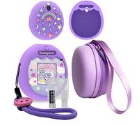 JCHPINE Funda rígida de Transporte y Funda de Silicona Compatible con la máquina de Juego Virtual interactiva Tamagotchi Pix, Protector de Pantalla para Accesorios Tamagotchi Pix, Purple, Bolsa