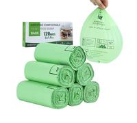 JCKCWL Bolsas biodegradables compostables para residuos de alimentos, 6L/5L/3L, 120 bolsas de basura con EN13432