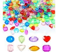 JCKD 100 Piezas de Diamantes acrílicos para niños, Piedras Preciosas de Cristal, Juegos de Juguetes de Piedras Preciosas, Diamantes de Colores, búsqueda del Tesoro Pirata, Adecuado para cumpleaños