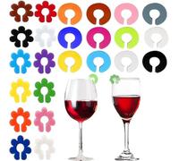 JCKD 24pcs Coloridos Marcadores de Silicona para Copas de Vino,Marcadores de Copas Reutilizables, Marcadores de Copas para la Vida Diaria y Fiestas,Copas de Champagne,Copas de Cocktail,Vasos de Agua
