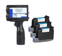 JCKJWL Impresora de inyección de Tinta de Etiquetas portátil, Inteligente, Fecha de producción, código QR, Compatible con Varios Idiomas sin decoloración Impresión multiformato(Printer-3 Ink)