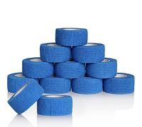 JCLIFE 12 rollos de vendaje de dedo azul de 2,5 cm x 450 cm para lesiones deportivas, mascotas, vendaje de fijación médica.