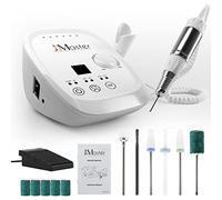 JCMASTER Torno para úñas profesional 35000 rpm lima de uñas eléctrica con pedal para geles acrílicos, cortaúñas eléctrico para estudio de esteticistas y en casa,manicura incl seis puntas, blanco