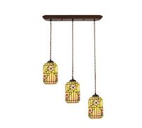 JCNAGXY Chandelier 3 Lights Pendant Classic Hanging Light Stained Glass Industrial Vintage Pendant Lighting for Living Room Bedroom Hotel-. 3 Lights