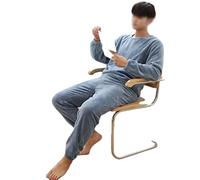 JCNAGXY Conjuntos de Pijamas de Franela para Hombres Manga Larga Hogar Hogar Man Traje de Dormir de Terciopelo Grande