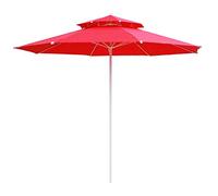 JCNAGXY CreativeDouble-Layer Sun Umbrella Outdoor Garden Parasol 2.5m Fishing Waterproof & Anti-UV Red Sunshade Polyester Cloth