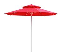 JCNAGXY Double-Layer Sun Umbrella Outdoor Garden Parasol 2.5m Fishing Waterproof & Anti- Red Sunshade, Polyester Cloth - 8 Fiberglass Bones
