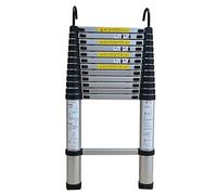 JCNAGXY Escalera telescópica de 5,5 pies/7 pies/8,2 pies/9,5 pies/11 pies/12 pies/13,5 pies/15 pies/16 pies/17,5 pies de Longitud Escaleras de Mano con Ganchos, Escalera Plegable de Aluminio para