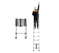 JCNAGXY Escalera Telescópica Escaleras de Tijera para Trabajo Pesado con Peldaños Anchos, Escalera Loft de Estilo Recto, 2/2,6/2,9/3,2/3,8/4,1/4,4/4,7/5,1/5,5/5,9/6,3/6,7/7,1 m de Alto