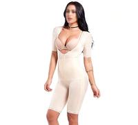 JCNAGXY Full Coverage Body Shaper, Women Plus Deep V Lingerie Sleeve Zip Up Slim Thigh Tight Bodysuit Seamless Comfortable