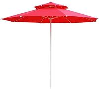 JCNAGXY Garden Parasols Double-Layer Sun Umbrella Outdoor Garden Parasol 2.5m Fishing Waterproof & Anti-UV Red Sunshade, Polyester Cloth