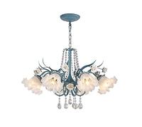 JCNAGXY Indoor Chandelier, Blue Flower Pendant Lighting Fixture, Mid Century Blooming Curved Petals Chandeliers Compatible with Dining Room House Entryway Kitchen Pendant Light