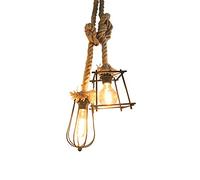 JCNAGXY Indoor Chandelier, Country Retro Long Hemp Rope Bar Coffee Shop Restaurant Farm Hotel Personality Creative Pendant Lamps