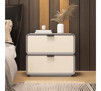 JCNAGXY Mesita de Noche Minimalista de Madera Maciza para Dormitorio con Acabado en Cuero de Microfibra, có Blanca para Dormitorio, Mueble con cajones, mesita de Noche de Madera, Mesa de Madera con