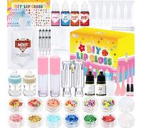 JCOOS Lip Gloss Making Kit, 73PCS Diy Lip Gloss Kit Fun Kids Lip Gloss Make Your Own Lip Gloss Kit Beginner Lip Gloss Set for Teens Gifts for Girls Lipgloss Sets for Girls Women Moisturizing Lip Gloss