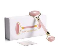 Jcotton Rodillo De Cuarzo + Akozon 1Pc Rose Quartz Crystal Doble Cabeza Belleza Rodillo Cara Cuello Herramienta De Masaje