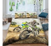 JCOUSDAEO Offroad Racing Action Funda de Edredón Microfibra Suave Tres Piezas Estampado 3D Offroad Racing Action Funda Edredon con Fundas de Almohada Antialérgica Suave for niños Single（135x200cm）