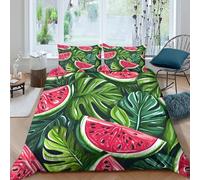 JCOUSDAEO Tropical Fruit Pattern Funda de Edredón Microfibra Suave Tres Piezas Estampado 3D Tropical Fruit patrón Funda Edredon con Fundas de Almohada Transpirable Suave for Familia Single（140x200cm）
