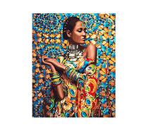 Jcpaint Pintura por Números Kits Mujer Africana DIY Pintura Al Óleo Pintar por Numeros para Adultos Niños Seniors Junior con Pinceles Y Pinturas Decoración del Hogar 40X50Cm Sin Marco