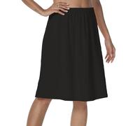 JCQIGOA Enaguas largas de medio deslizamiento para mujer, para debajo de vestidos, faldas, enaguas para damas, falda de enaguas, crinolina, tallas 6-24 del Reino Unido, Negro, XXL