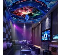JCSMKFQ Mural de PVC autoadhesivo 3D para sala de estar papel tapiz abstracto con universo estrellado decoración de techo interior arte de pared pintura adhesiva