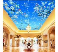 JCSMKFQ Mural de PVC autoadhesivo 3D para sala de estar papel tapiz con flores pintadas y copos de nieve decoración de techo interior arte de pared pegatinas de pintura