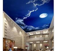 JCSMKFQ Mural de PVC autoadhesivo 3D para sala de estar papel tapiz romántico con cielo nocturno y luna decoración de techo interior arte de pared pintura pegatinas