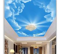 JCSMKFQ Mural de PVC autoadhesivo 3D para sala de estar papel tapiz tridimensional con cielo azul y nubes blancas decoración de techo interior pegatinas de pintura artística