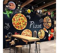 JCSMKFQ Mural de PVC autoadhesivo en 3d, papel pintado de pizzas de dibujos animados, bar, decoración de interiores, dormitorio, fondo de pared, vinilo adhesivo.