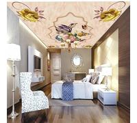 JCSMKFQ Mural para techo 3D papel pintado para salón mármol flores clásicas decoración para techo interior pegatina artística para pared