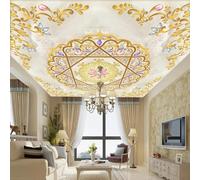 JCSMKFQ Murales para techo 3D papel pintado para salón mármol dorado con relieve decoración para techo interior pegatinas artísticas para paredes.