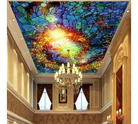 JCSMKFQ Murales para techo papel pintado 3D para salón mosaico geométrico abstracto decoración de techo interior pegatinas artísticas para paredes