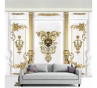 JCSMKFQ Papel tapiz 3D autoadhesivo de PVC estilo europeo con fondo dorado en relieve para decoración del hogar pintura de pared arte de pared