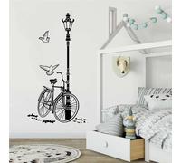 JCSMKFQ Pegatina de pared con diseño de pájaro y bicicleta con farola de calle para sala de estar paisaje urbano luz de bicicleta pegatina de naturaleza decoración de vinilo para dormitorio