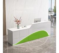 JCSRYD Mostrador de Recepción Moderno con Cajón y Armario, Mostradores para Tiendas con Luces LED, Sala de Recepción, Salón de Belleza, Escritorio de Oficina(Green,55in/140cm)