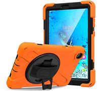 JCTek Funda para Lenovo Tab M8 8" 2019 Tablet TB-8505F TB-8505X con protector de pantalla, Hybrid Armor Rugged Protective Case, Correa de mano y correa para el hombro (naranja)
