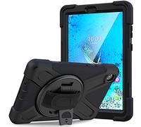 JCTek Funda para Lenovo Tab M8 8" 2019 Tablet TB-8505F TB-8505X con protector de pantalla, Hybrid Armor Rugged Funda protectora, correa de mano y correa para el hombro (negro)