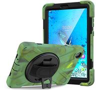 JCTek Funda para Lenovo Tab M8 8 pulgadas 2019 Tablet TB-8505F TB-8505X con protector de pantalla, híbrido armadura resistente funda protectora, correa de mano y correa de hombro (camuflaje)