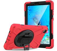 JCTek Funda para tablet Lenovo Tab M8 de 8 pulgadas 2019 TB-8505F TB-8505X con protector de pantalla, funda protectora híbrida Armor resistente, correa de mano y correa de hombro (rojo)
