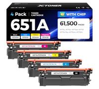 JCTONER Paquete de 4 cartuchos de tóner 651A de repuesto para impresora HP CE340A CE341A CE342A CE343A compatible con HP LaserJet Enterprise 700 Color MFP M775dn M775f M775z (negro, cian, amarillo,