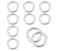 JCUGSBS 10 mosquetones redondos de 20 mm, mosquetones redondos de metal, pequeños con anilla en O, para llaves, bolsos, bolsos y manualidades (plata)