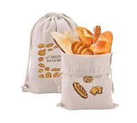 JCUGSBS algodón de lino orgánico | Bolsa de pan extra grande | 2 bolsa de pan reutilizable | Bolsa de almacenamiento de alimentos Bolsa ecológica para pan