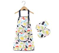 JCUGSBS Delantales Niños 2 a 6 Años Delantal Infantil Pintura Delantal Cocina Niña Niño Impermeable Ajustable Delantales para Niños con Bolsillos para Cocina Hornear Pintura Artesanía