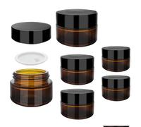 JCUGSBS Tarros Cosmeticos en Vidrio Ámbar con Tapas - Caja de 6 Piezas de Cada Una - Botes para Cremas y Lociones con Insertos Blancos, Botes de Crema, Botes Vacios Para Rellenar