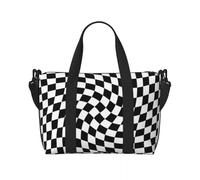 JCVBN - Bolsa de mano a cuadros en blanco y negro para mujer, gran capacidad, diseño geométrico de tablero de ajedrez, playa, gimnasio, bolsa de viaje, 21