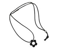 JCVBN - Collar de cuerda larga con diseño de flor simple para mujer, collar con colgante hueco, nudo ajustable, cadena de suéter, fiesta, boda, regalo de joyería, Acero inoxidable